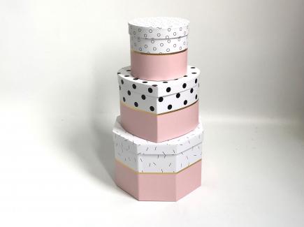 Gėlių Dėžutė 3dalių rožinė