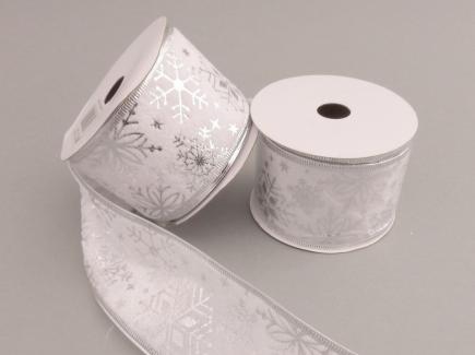 Kalėdinė juostelė balta/sidabrinė