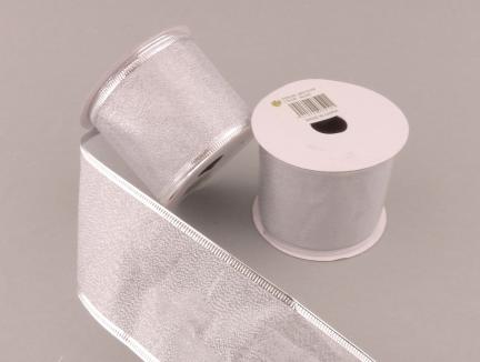 Organzinė juostelė sidabrinė blizgi (glitter)