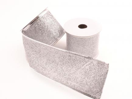 Kalėdinė juostelė sidabrinė blizgi (glitter)