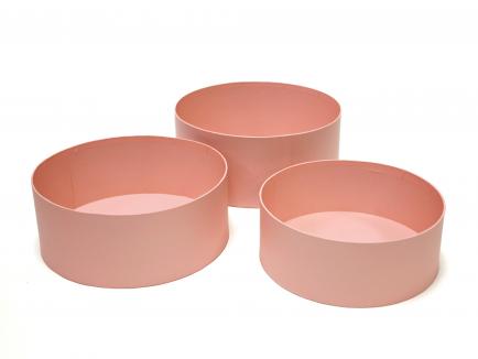 Gėlių Dėžutė 3dalių apvali rožinė